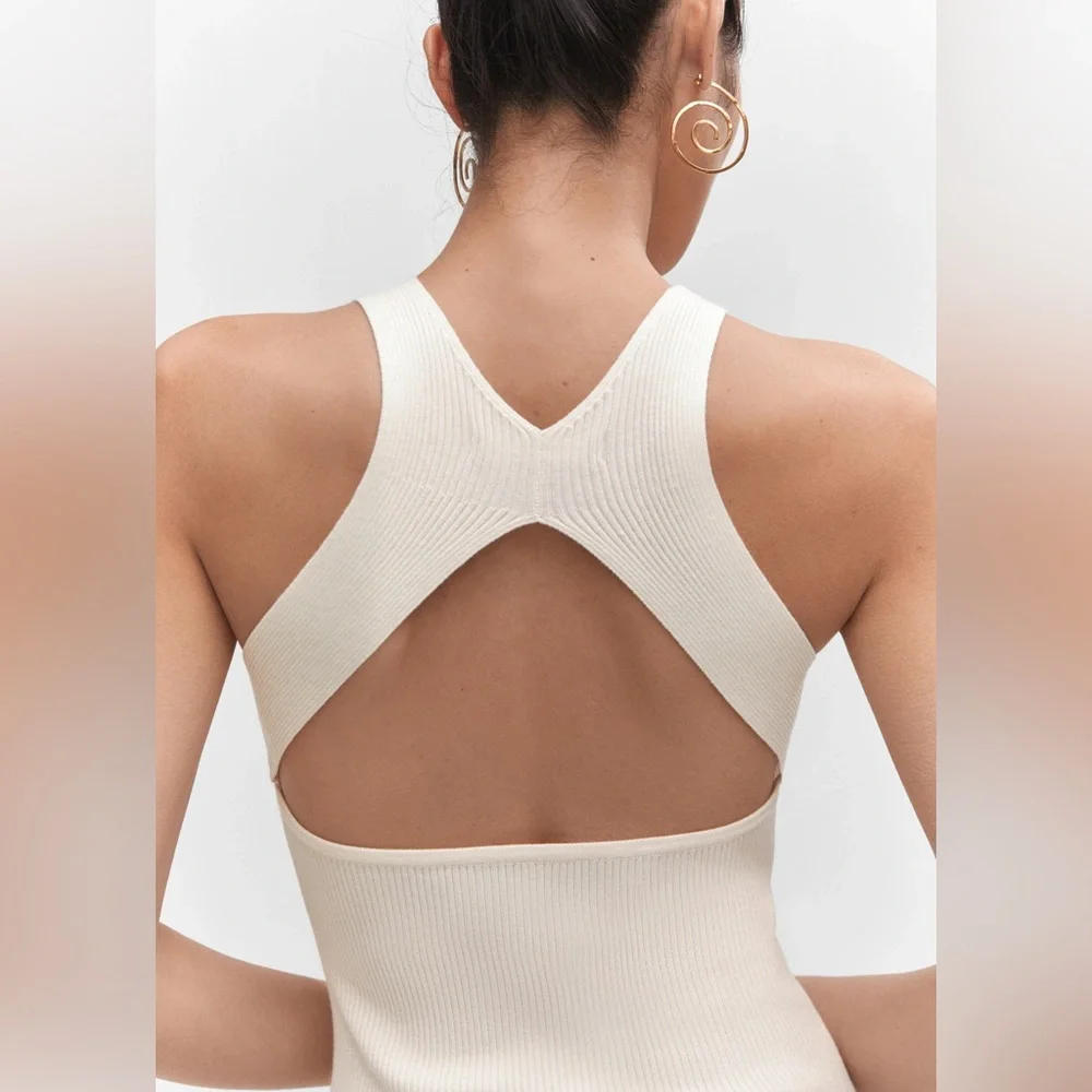 Mango Cream Knitted Dress with open back NWT - Picture 5 of 6